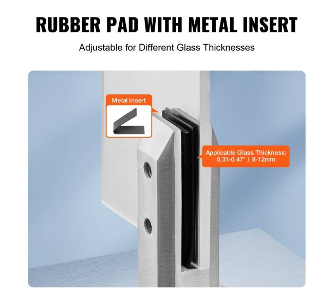 Stiklo laikiklis 10 vnt aikštinis 8-12mm stiklas sidabrinis3