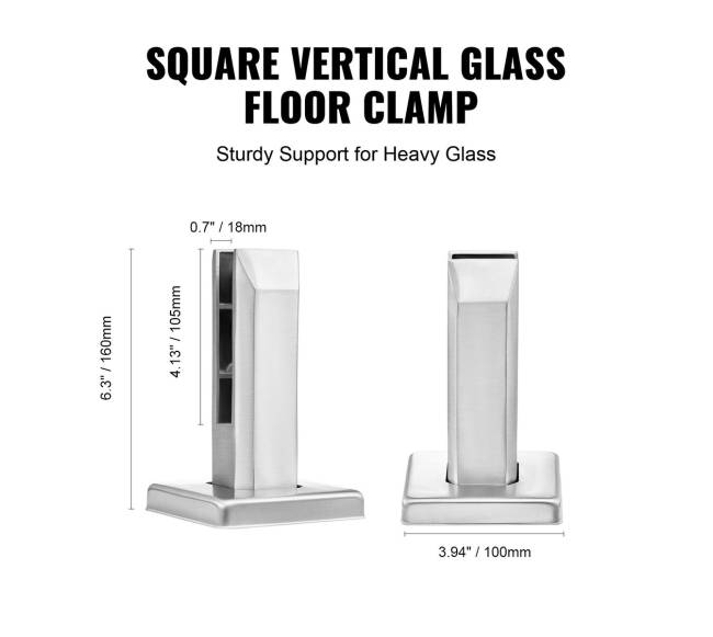 Stiklo laikiklis 10 vnt aikštinis 8-12mm stiklas sidabrinis4