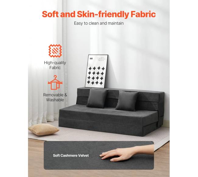 Sulankstoma sofa-lova 3-in-1 su pagalvėmis pilka2