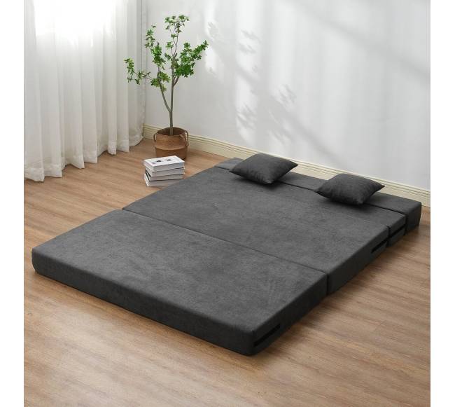 Sulankstoma sofa-lova 3-in-1 su pagalvėmis pilka7