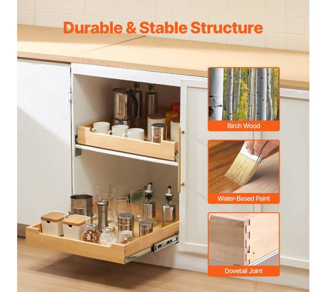 Ištraukiama lentyna spintai, medinė 51x53cm1