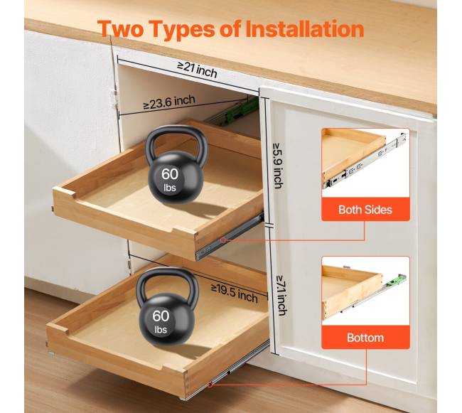 Ištraukiama lentyna spintai, medinė 51x53cm4