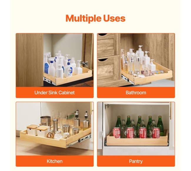 Ištraukiama lentyna spintai, medinė 51x53cm5