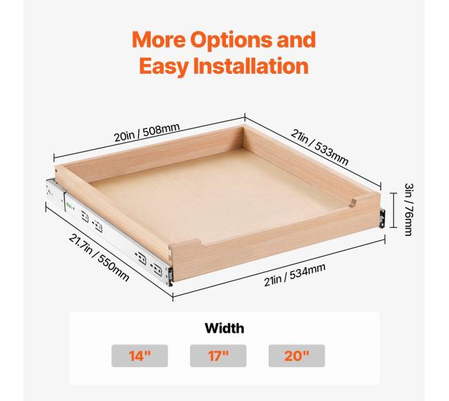 Ištraukiama lentyna spintai, medinė 51x53cm6