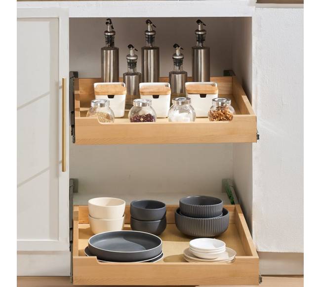 Ištraukiama lentyna spintai, medinė 51x53cm7