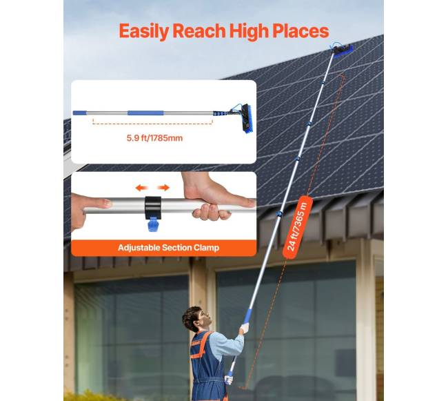 7.3 m teleskopinis saulės baterijų valymo stulpas3