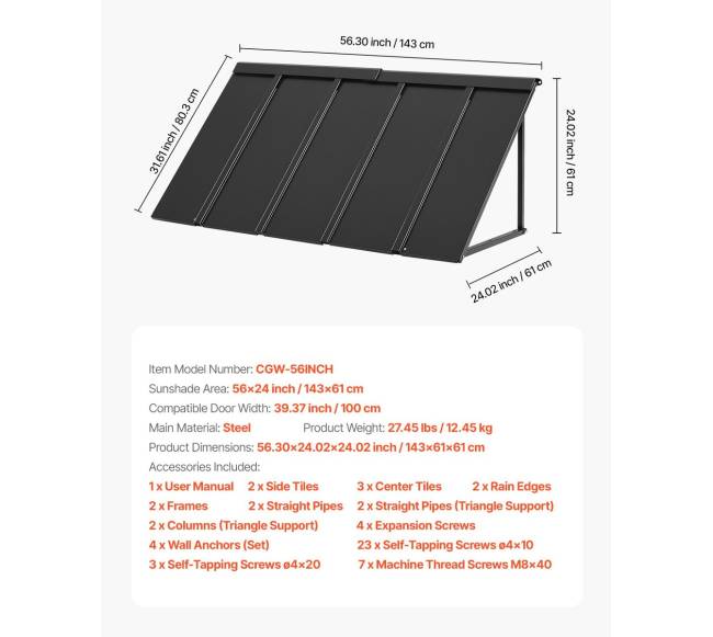 Plieninė lauko durų stogelis su langu6