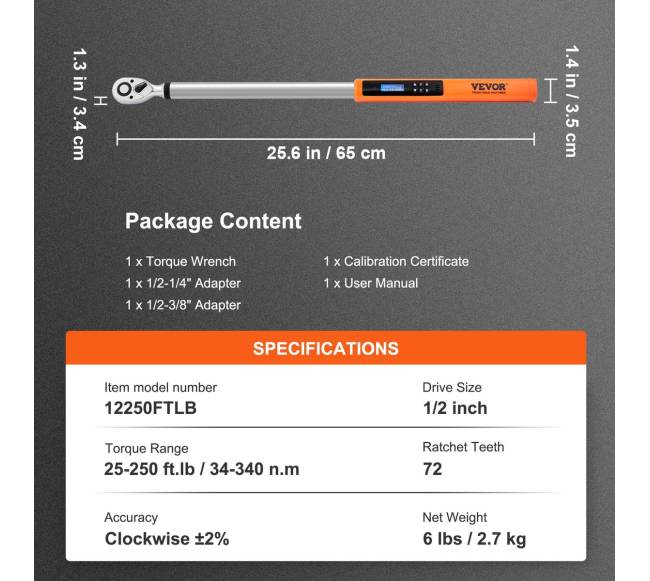 Skaitmeninis sukimo momento raktas 12"6