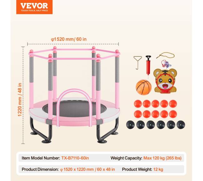 Vaikiškas 154 cm batutas su tinklu6