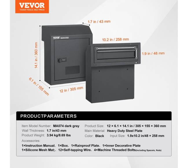 Prakiškite raktų dėžutė su kombinacine spyna tamsiai pilka6