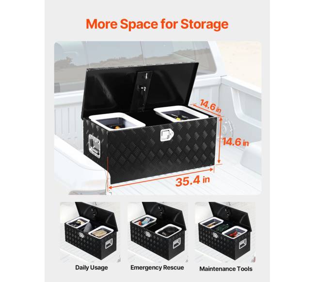 Juoda aliuminio įrankių dėžė pikapui1