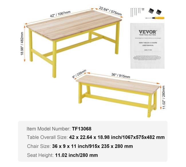 Vaikų stalas ir suoliukai kūrybai6