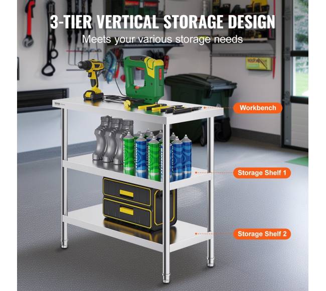 Nerūdijančio plieno virtuvinis stalas 45x91 cm3