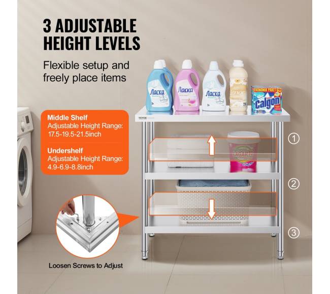 Nerūdijančio plieno virtuvinis stalas 45x91 cm4