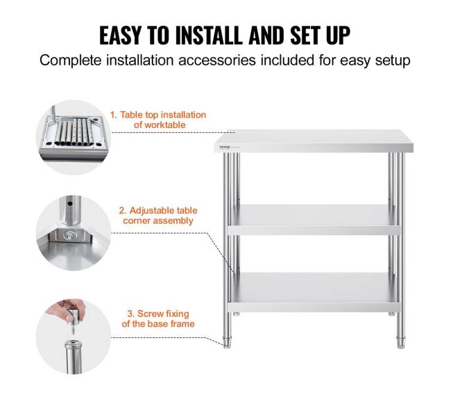 Nerūdijančio plieno virtuvinis stalas 45x91 cm5
