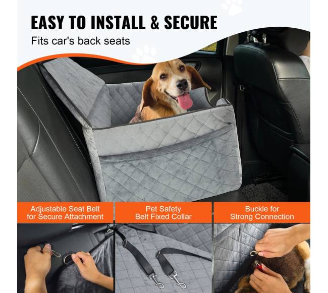 Šuns automobilinė kėdutė iki 25 kg pilka3