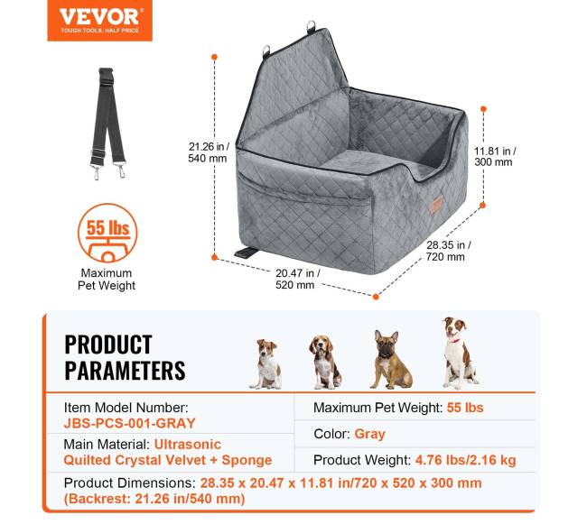 Šuns automobilinė kėdutė iki 25 kg pilka6