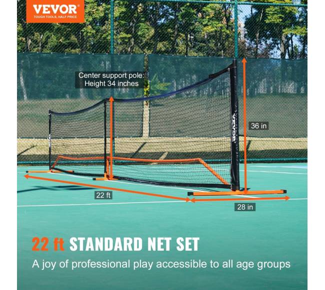 Nešiojamas paplūdimio tinklinio komplektas 22 pėdų1