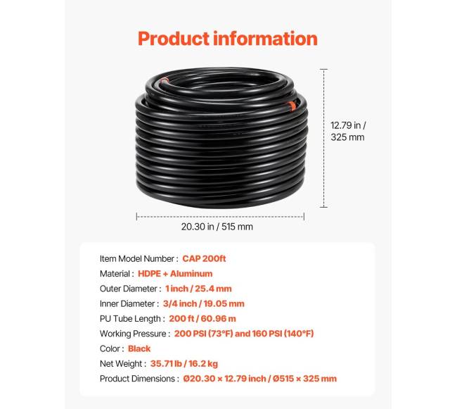 Oro kompresoriaus linijos komplektas 34 x 60,96 m, juodas6