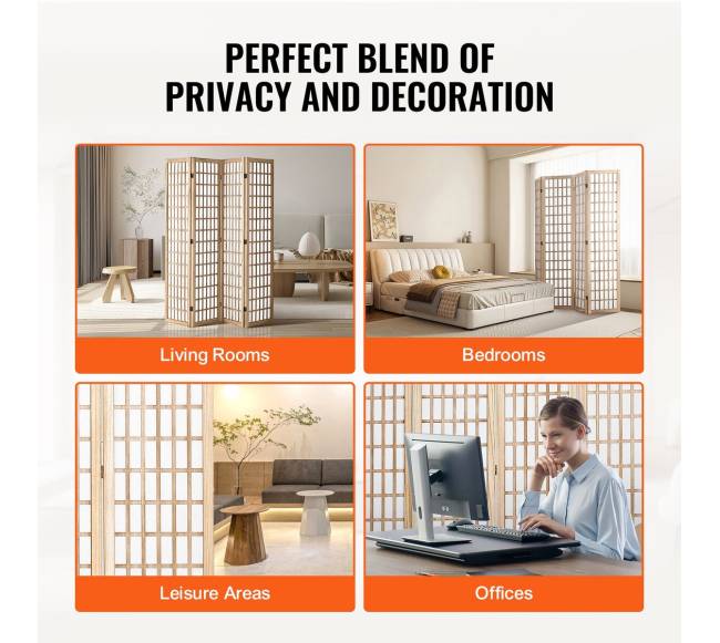 Japoniška kambario pertvara 4 dalių skiriamasis ekranas (natūralus)5