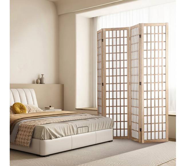 Japoniška kambario pertvara 4 dalių skiriamasis ekranas (natūralus)7
