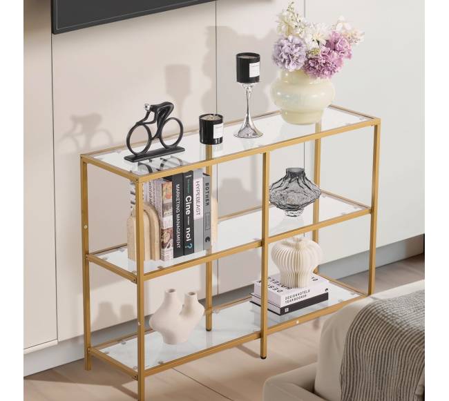 Trijų pakopų stiklinis konsolinio tipo staliukas7