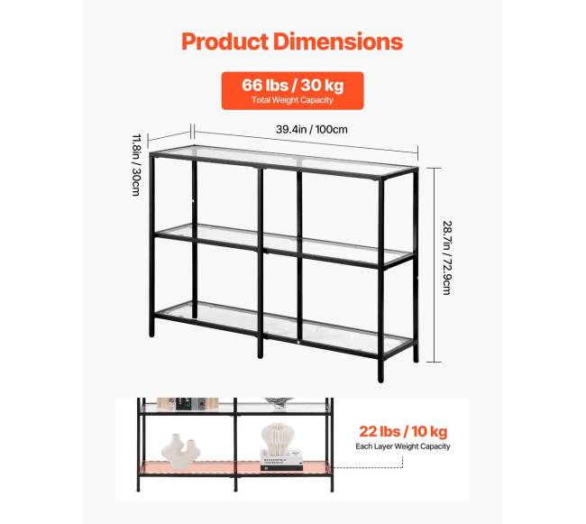 Trijų aukštų stiklinis konsolinis stalas2