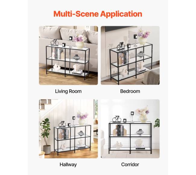 Trijų aukštų stiklinis konsolinis stalas6