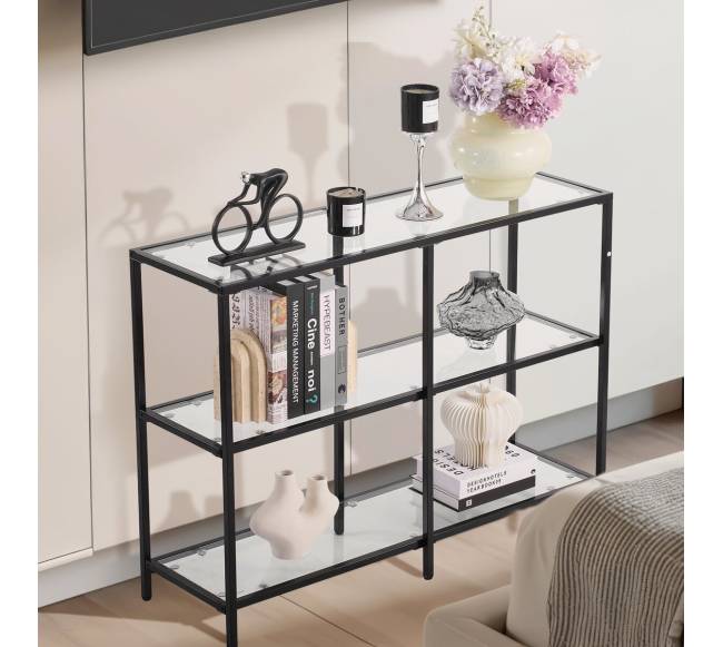 Trijų aukštų stiklinis konsolinis stalas7