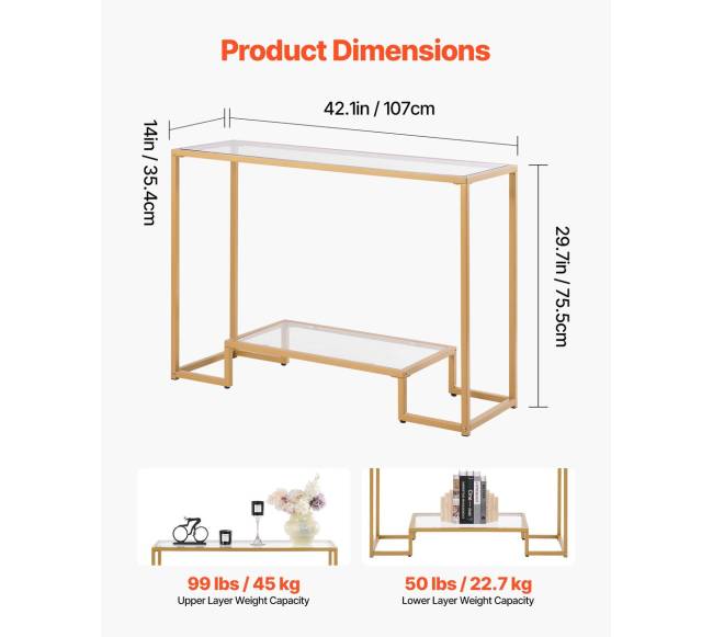 Dviejų aukštų stiklinis konsolinės stalas2
