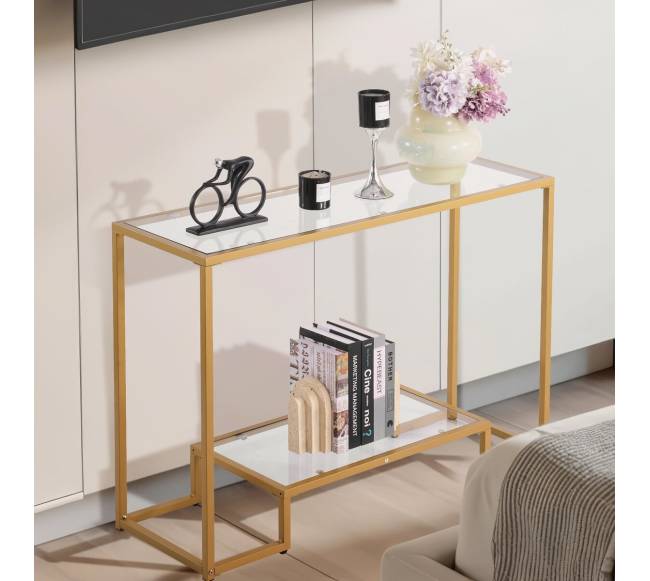 Dviejų aukštų stiklinis konsolinės stalas7