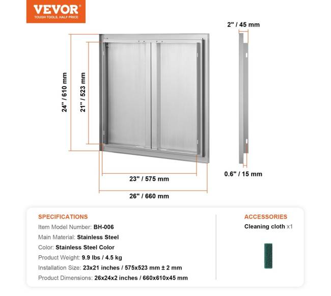 nerūdijančio plieno kepsninės durelės 660x610 mm6