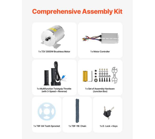 3000W elektrinis bešepetėlinis DC variklio rinkinys4