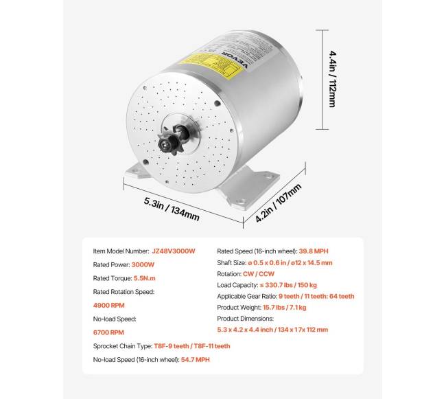 3000W elektrinis bešepetėlinis DC variklio rinkinys6