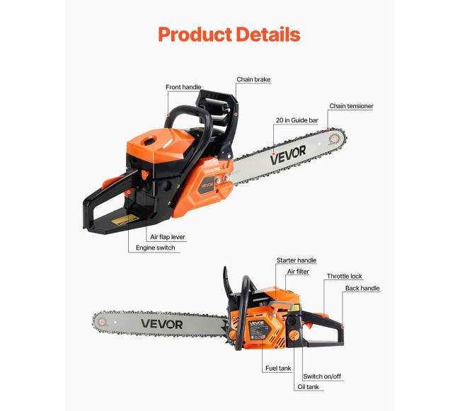 62 cc benzininis grandininis pjūklas 3.6 AG 50 cm pjovimui2