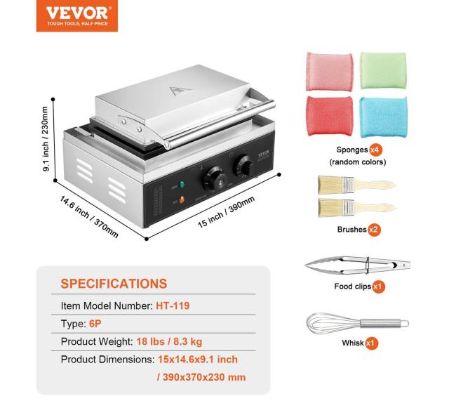 6 vnt. komercinis vaflių kepimo įrenginys6
