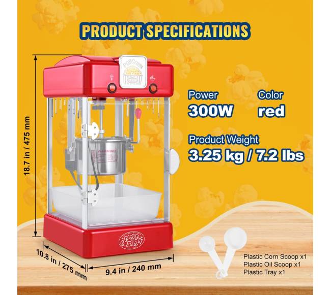 Stalinis popcornų gaminimo aparatas 300W6