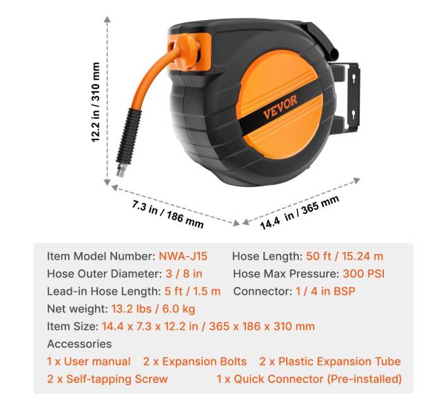 Oro žarnos ritė su grįžtama 15 m žarna6