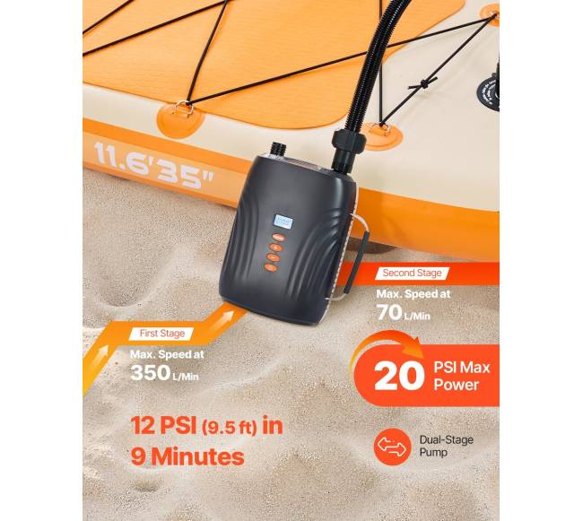 Belaidė irklenčių pompa su baterija1