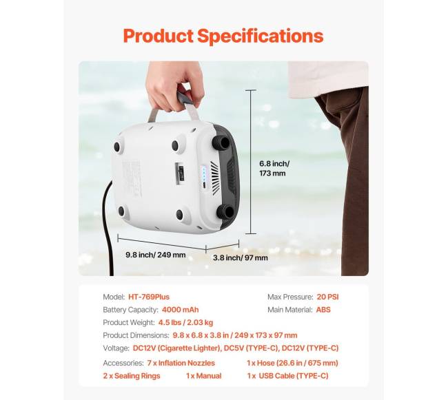 Belaidė irklenčių pompa su baterija6