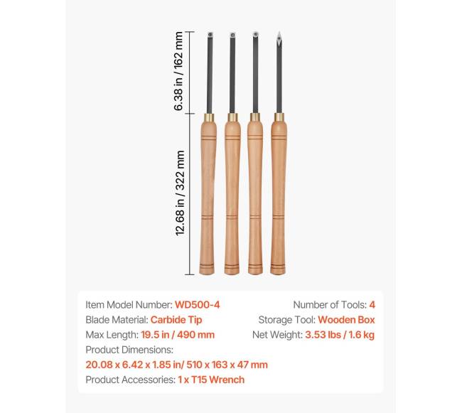 Medžio tekinimo kaltų rinkinys 4 vnt.6