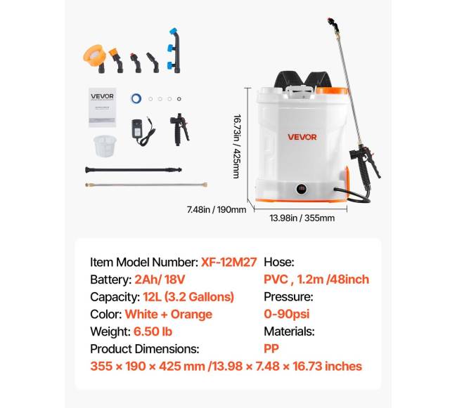 Belaidis kuprinis purkštuvas 12L 0-6,2 bar6