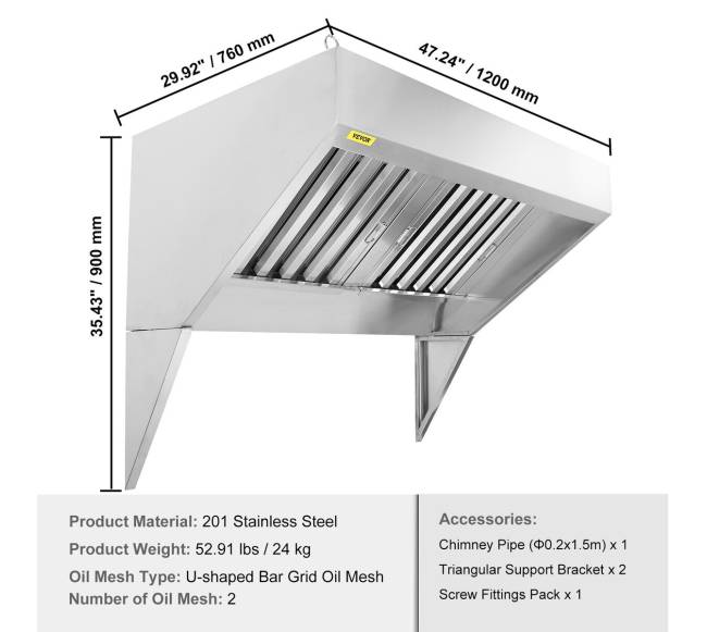 komercinė ištraukimo gaubtas 120 cm restorane6