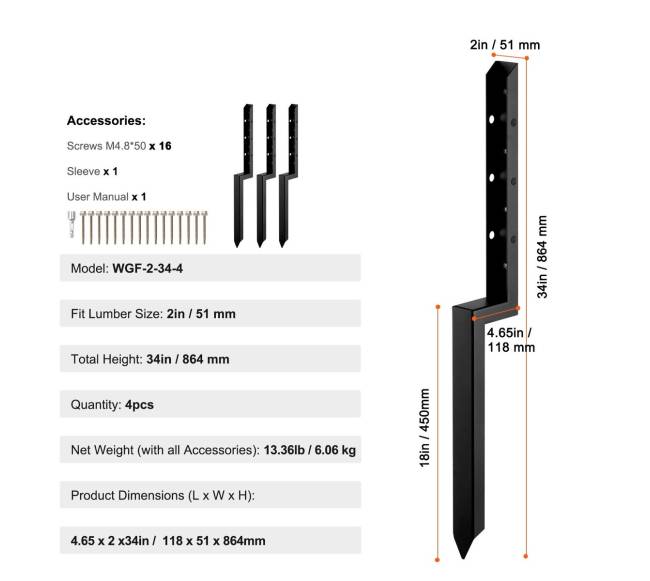 tvoros stulpų tvirtinimo rinkinys, 4 vnt.10
