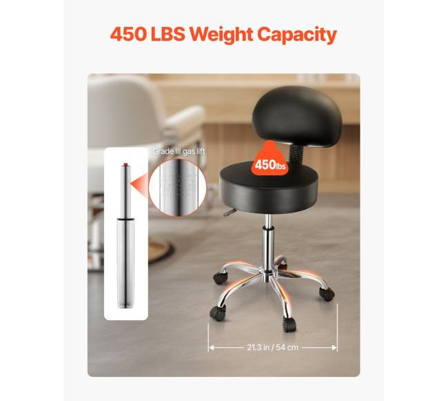 Juodos spalvos reguliuojamas sukamas taburetė su atlošu2