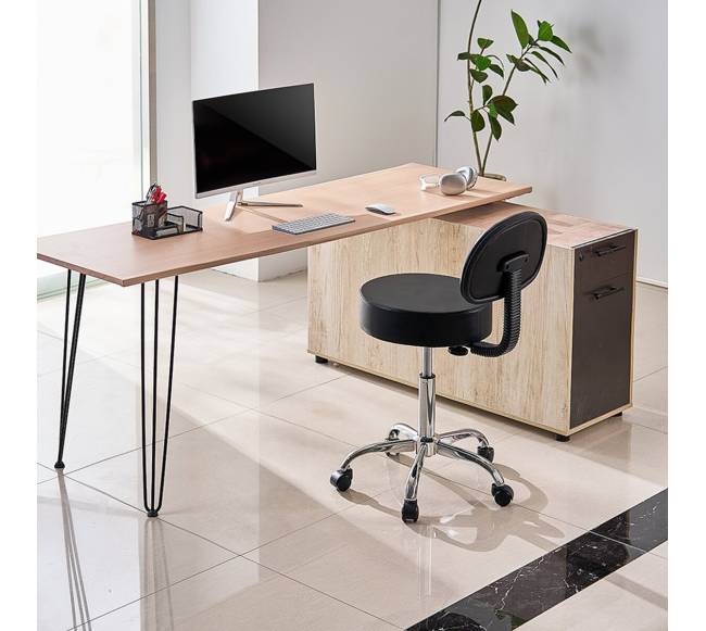 Juodos spalvos reguliuojamas sukamas taburetė su atlošu7