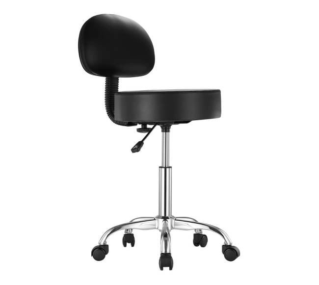 Juodos spalvos reguliuojamas sukamas taburetė su atlošu8