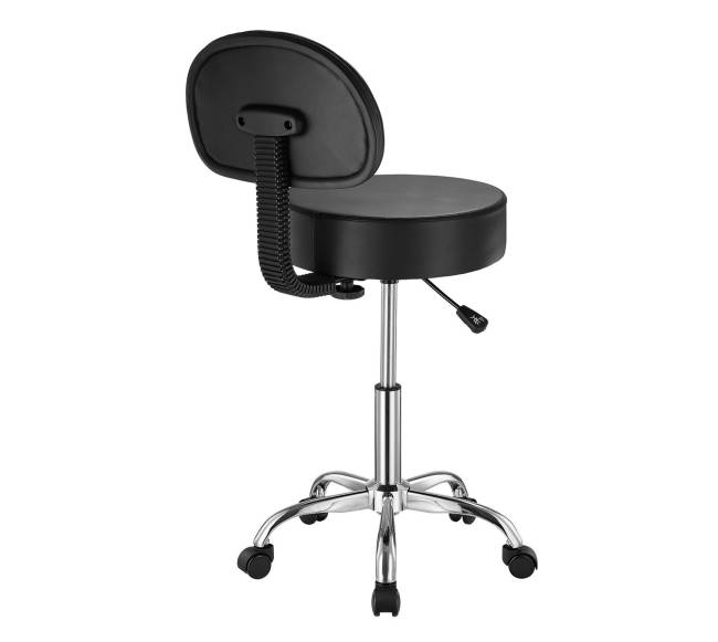Juodos spalvos reguliuojamas sukamas taburetė su atlošu9