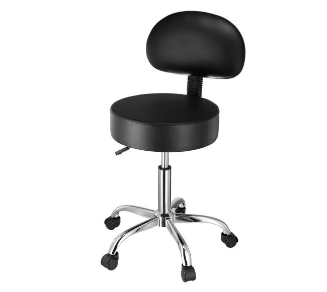 Juodos spalvos reguliuojamas sukamas taburetė su atlošu10