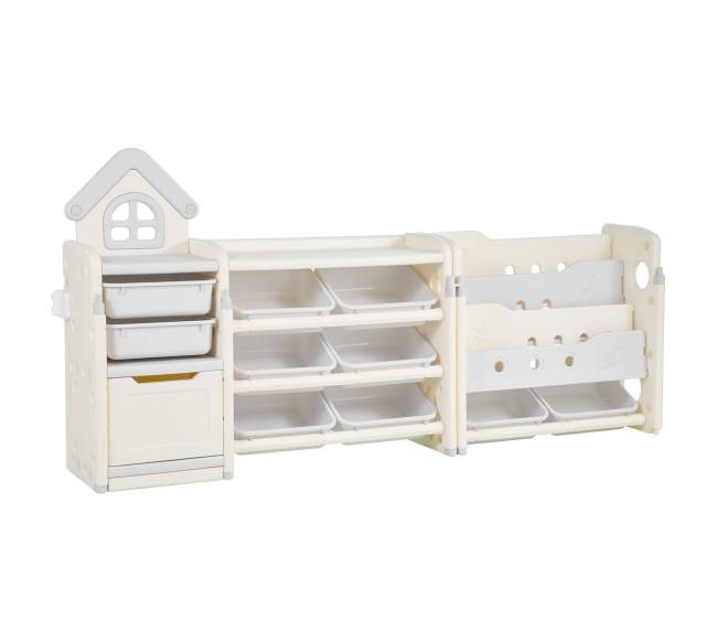 4 lygių žaislų lentyna su knygų lentyna9